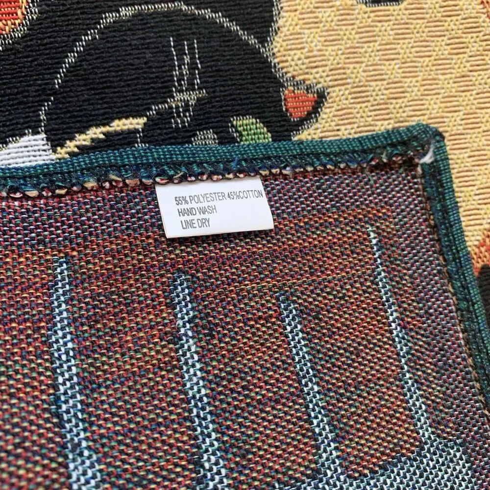 Halloween Woven Tapestry Placements with Black Cat & words: Trick or Treat (4)